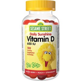 Sesame Street Daily Sunshine Vitamin D3 Gummies for Kids, 180 Count – 600 IU of Vitamin D Per Gummy, For Ages 3+