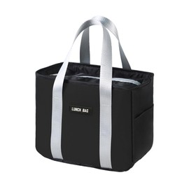 Portable Insulated Lunch Bag Water-Resistant Leak-Proof Lunch Box Tote Bag PortableThermal Cooler Box Bag for Work School Picnic Travel (Black)