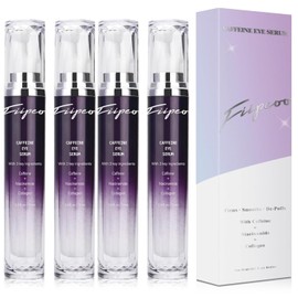 Caffeine Eye Cream for Dark Circles - Caffeine Eye Serum Infused with Collagen and Niacinamide, Cream for Puffines and Bags Under Eyes w/ 360° Depuffer Roller (0.5 Fl Oz (Pack of 4), Gentle Coffee)