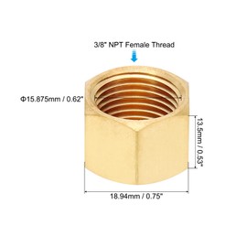 PATIKIL 3/8" NPT Female Brass Pipe Fitting Cap, 5Pcs Outer Hex Thread Socket Plug Ends Sealing Cap Stop Valve Connector for Faucets Tap Irrigation System