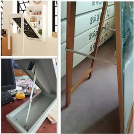 Pack of 2 flap holders, all-metal folding hinge with lock, 180° flap holder, flap fitting for furniture, door, lid support, hinge cabinet door