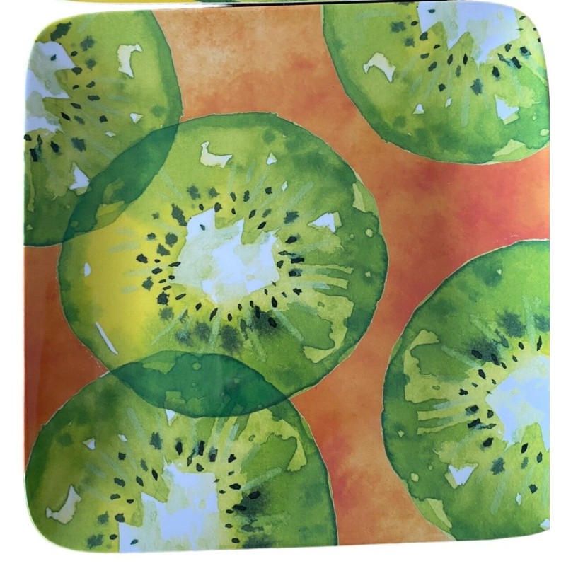 Sunglow Style Tropical Fruits MELAMINE Dinner Plates 4pc