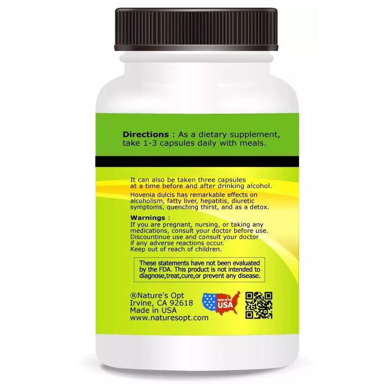 Nature's Opt Hovenia Extract, Prevent hangovers, brain & liver from
