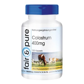 Fair & Pure® - Colostrum 400 mg - 120 Capsules by Fair & Pure - Standardized to 30% Immunoglobulin G - High Dose and Bioavailable - German Quality Manufacturing