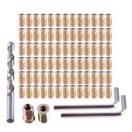 HANLATO 80PCS 1/4-20 Threaded Inserts for Wood, Screw in Nut Fastener Connector, Metal Screws Assortment Hex Socket Drive Nut Inserts, Hex Drive Nut Inserts for Home Office Furniture (1/4-20x20mm)