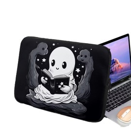 Showudesigns Cute Ghost Computer Sleeve for Women Men Slim Laptop Sleeve 15 inch Portable Accessory Bag Easy To Clean Computer Carrying Case Black Briefcase