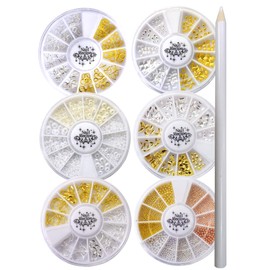 Nail Recipe Nail Art, Nail Parts, Studs, Deco Parts, Metal Parts, Set of 6, Gel Nails, UV Resin (Metal Parts New1)