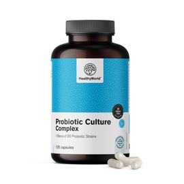HealthyWorld® Probiotic Culture - Complex Microbiological Cultures - 120 Vegetable Capsules - Intestinal Flora, Digestive Support - 20 Billion CFU per Daily Dose - 2 Months Supply
