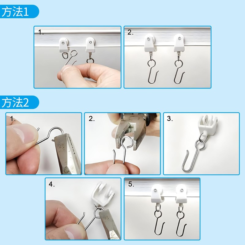 ZHEJIA Curtain Hooks Sliding Rings Set of 100 Curtain Rails