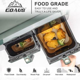 GOAUS Air Fryer 150 Pcs Rectangular Paper Liners Disposable for Dual Air Fryer 2 Baskets 8 to 10 Qt, 8.6x5.5 inches Parchment Paper Rectangle, Fit Ninja DZ201 DZ401 SL401