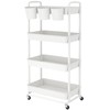 JIUYOTREE 4-Tier Plastic Rolling Storage Cart Utility Cart with Extra