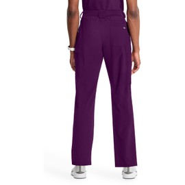 Cherokee Infinity Men's Scrub Pants Modern Fit 6 Pockets Tapered Leg with Drawstring CK200AT, S Tall, Eggplant