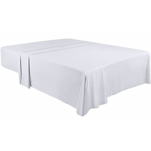 Utopia Bedding - Bed Sheet without Elastic - Bed Sheet 167 x 243 cm - Bed Sheet 90 x 190 cm - Flat Sheet, Soft, Brushed microfibre - White