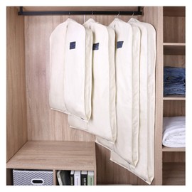 DOUZIO Garment Bags for Hanging Clothes Cotton Breathable Suit Bags and Garment Covers Moth Proof Suit Covers Dress Bag Clothes Protector Covers for All Garments(Size:110×58cm,Color:White-Wide)