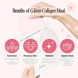 aurtier Glassy Hydrogel Face Mask, Deep Hydrating Overnight Hydrogel Mask for Dewy and Radiant Skin, Vegan Collagen, Preps Skin for Long-Lasting Makeup, Elasticity Improvement,1.19oz(34g)