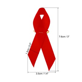 PATIKIL Ribbon Pins, 100Pcs Red Awareness Ribbon Satin with Safety Pins for International Day