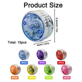 Golgner Pack of 15 LED Light YoYo, Plastic Responsive Yoyo, Reactive Ball Bearing JoJo, JoJo Luminous, JoJo Toy for Beginners and Children, for Party Favours, Prices
