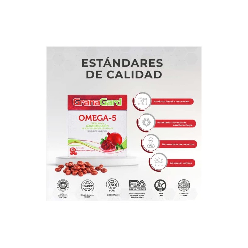 Granagard Omega Nanotecnología Cápsulas Aceite Semilla Granada Antioxidante Natural Potenciado