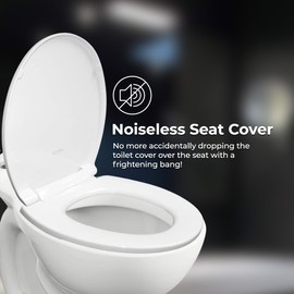 GenieBidet Round Toilet Seat | Noiseless Toilet Cover Seat and Toilet Lids - Durable Plastic Toilet Seat for Easy Installation w/Mounting Tools and Attachments Included | Toilet Seat Round White
