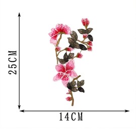 CENPEK 2Pcs Embroidery Rose Flower Patches Floral Collar Sew On Patch Dress Hat Bag Jeans Applique Crafts DIY Clothing Accessories-Pink