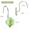 12PCS Leaves Shower Curtain Hooks, Green Plant Leaves Decorative Shower