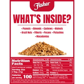 Fisher Mixed Nuts Ice Cream Topping, 5 oz, Peanuts, Almonds, Cashews, Walnuts, Brazil Nuts, Filberts, Pecans, Pistachios & Macadamias, Gluten-Free, No Added Sugars, Ice Cream, Yogurt, Salad Toppings