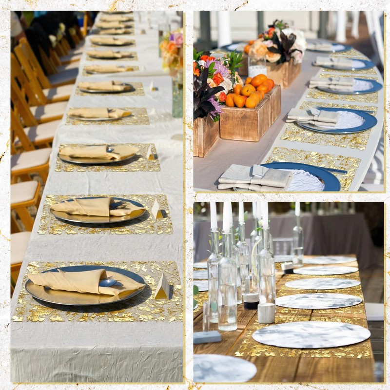 Gandeer 100 Pcs Gold Disposable Placemats 11 x 17 Inch