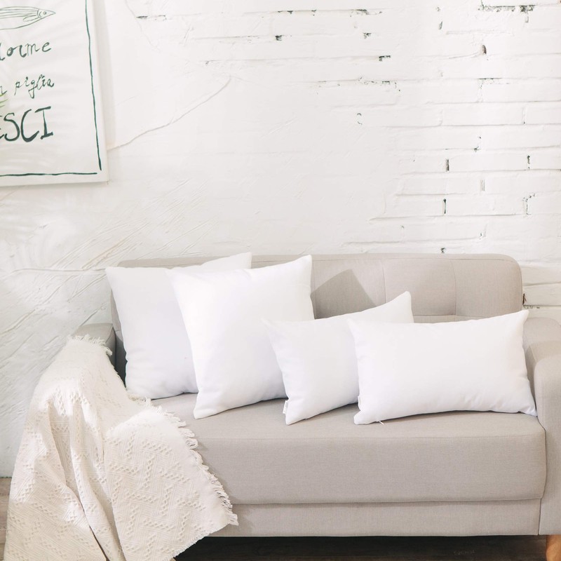 NATUS WEAVER 2 Piece White Pillow Case Faux Linen Square