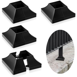 Landical 8 Pcs 2 Inch Interlocking Deck Post Base Cover for 2 x 2'' Post with 4.5 x 4.5'' Base Plastic Trim UV Resistant for Porch, Stair Handrail, Decking Railings, Fence