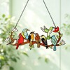 Birds On Branch Stained Glass Suncatcher,Red Bird Hummingbird Window Adorn