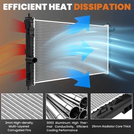 KUIPERAUTO Aluminum Radiator Compatible for 2009-2018 Dodge Ram 1500 2500 3500 Compatible for 2019 Dodge Ram 1500 Classic 3.6L 5.7L V6 V8 Replace# CU13129