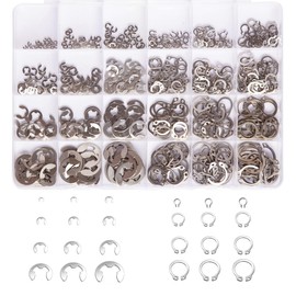 Mariyandh 528Pcs E-Clips Circlip Retaining Rings Assortment Set(1.2mm-10mm) and C-Clips External Retaining Rings Snap Rings Assortment Kit Circlip 304 Stainless Steel(M3-M14)，24 Sizes