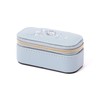 Francfranc French Embroidered Flower Mini Travel Jewelry Box Blue, blue