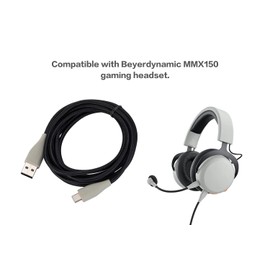 UNCLE LIGHT MMX150 USB Replacement Cable, Compatible with Beyerdynamic MMX150 USB Gaming Headset, USB-C to USB Headsets Aux Cord, 6.6 Ft (2 Meters), Black