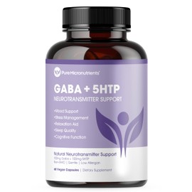 Pure 5-HTP (5-Hydroxytryptophan) Plus GABA Supplement - for Sleep, Mood & Stress Management - 60 Veggie Caps