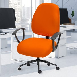 DIVA EN CAMINO DEC Stretchable Desk Office Chair Seat Covers - Universal Stretch Computer Chair Slipcover - Washable Rotating Backrest Coverings & Cushion Protectors for Dogs, Cats, Pets, Orange