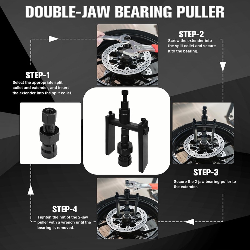 FITHOIST 12Pcs Motorcycle Blind Hole Bearing Puller Kit,Slide Hammer Puller