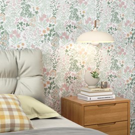 MelunMer Peel and Stick Wallpaper Boho Floral Contact Paper for Cabinets 78.7 in L 17.3In W Self Adhesive Removable Wallpaper for Bedroom/Bathroom Waterproof Nursery Botanical