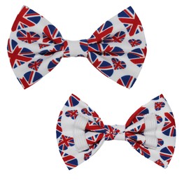 dod.i_boutique New Dogs Bow Tie Bowtie Footbal Flag England Jubilee Union Jack King Coronation Cotton Elastic Band attach/slide on COLLAR ACCESSORY Handmade UK (Large)