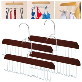 Xbaiyanr 4Pcs Anti Slip Multi Hook Coat Racks,Bra Hangers for Closet Organizer with 8 Hooks 360 °Swivel Belt Hanger for Closet for Belt, Tie, Tank Top, Bra, Scarf (Brown)