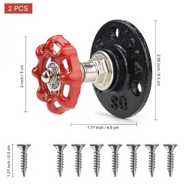 Jinsion Pack of 2 Clothes Hooks, Wall Hooks, Vintage Industrial Style, Retro Pipe Hooks, Iron Pipe Wall Mount for Antique Home Decor, Hanging Storage Shelf for Bathrobe, Towel, Bag, Umbrella