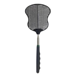 MYSTICHOME Fly Swatter 1 Pack, Durable Heavy Duty Plastic Fly Swatters, Stainless Steel Telescopic FlySwatter for Indoors/Outdoor/Kitchen/Garden,Black
