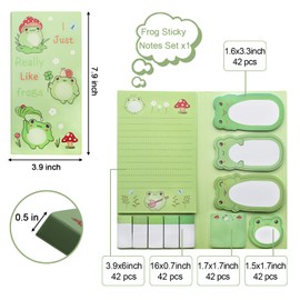 I Just Really Like Frogs Sticky Notes Set | Cute Cartoon Frogs Self-Stick Notes Pads | Writing Memo Pads Page Marker School Office Supplies Small Gift