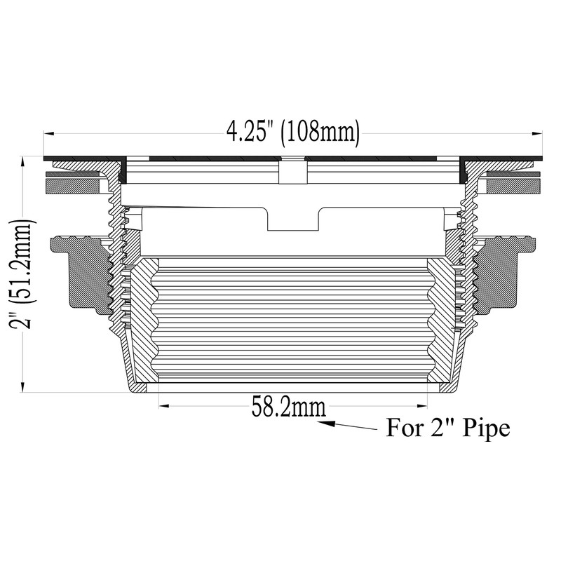 4-1/4 Shower Base Drain No Caulk, Matte Black, fits 2"
