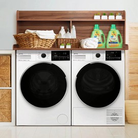 Royxen Laundry Countertop with Shelf Universal Fit, Washer and Dryer Countertop with Storage Space, Shelf Height 20 Inches, Walnut Color