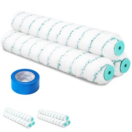 18 Inch Microfiber Paint Roller Covers, 3pcs 3/4" Nap Long Rollers with A Professional Painters Tape, 18" Wide Roller Cover Refills for Fast Painting Rough Surfaces, Wall, All Paints & Stains