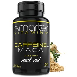 SmarterVitamins Smarter Energy Pills, 200mg Caffeine & Coconut MCT Oil with Maca Root, 50 Liquid Softgels