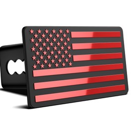 2 Inch Trailer Hitch Cover with American Flag, Heavy Metal Trailer Hitch Cover Fit for 2 Inch Hitch Receivers,3 * 5" Red