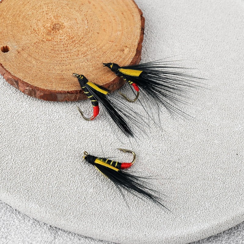 EMSea 4x Black Cormorant Wet Trout Flies Fish 10 Hooks