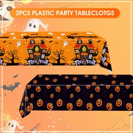 Fitoyplak Halloween Decorations,2 Pack Halloween Tablecloth (54" x 108"),Halloween Party Decorations,Disposable Plastic Rectangular Tablecloth,for Party Dining Table Decor Supplies,Indoor or Outdoor